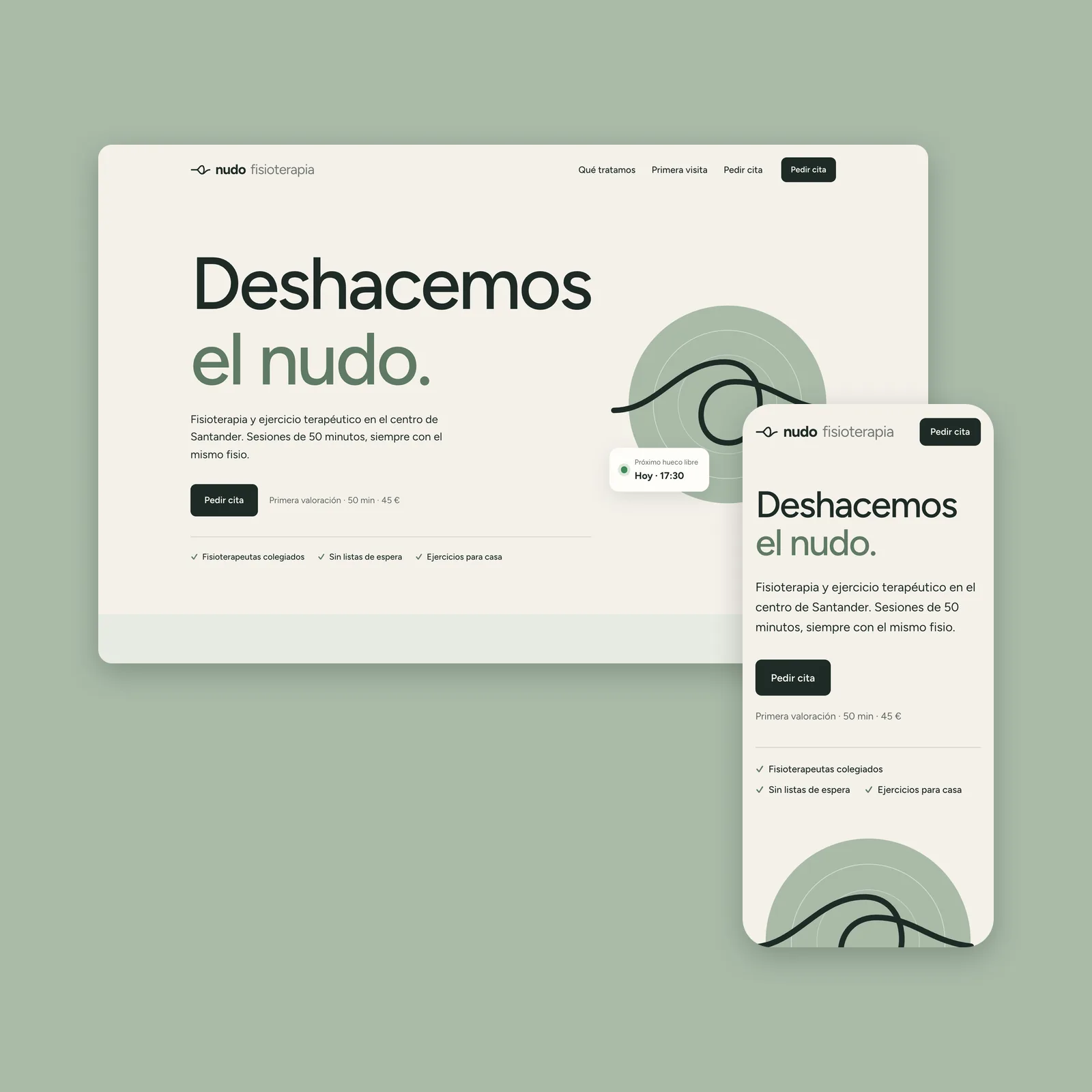 Web de Nudo, fisioterapia en Santander, en escritorio y móvil